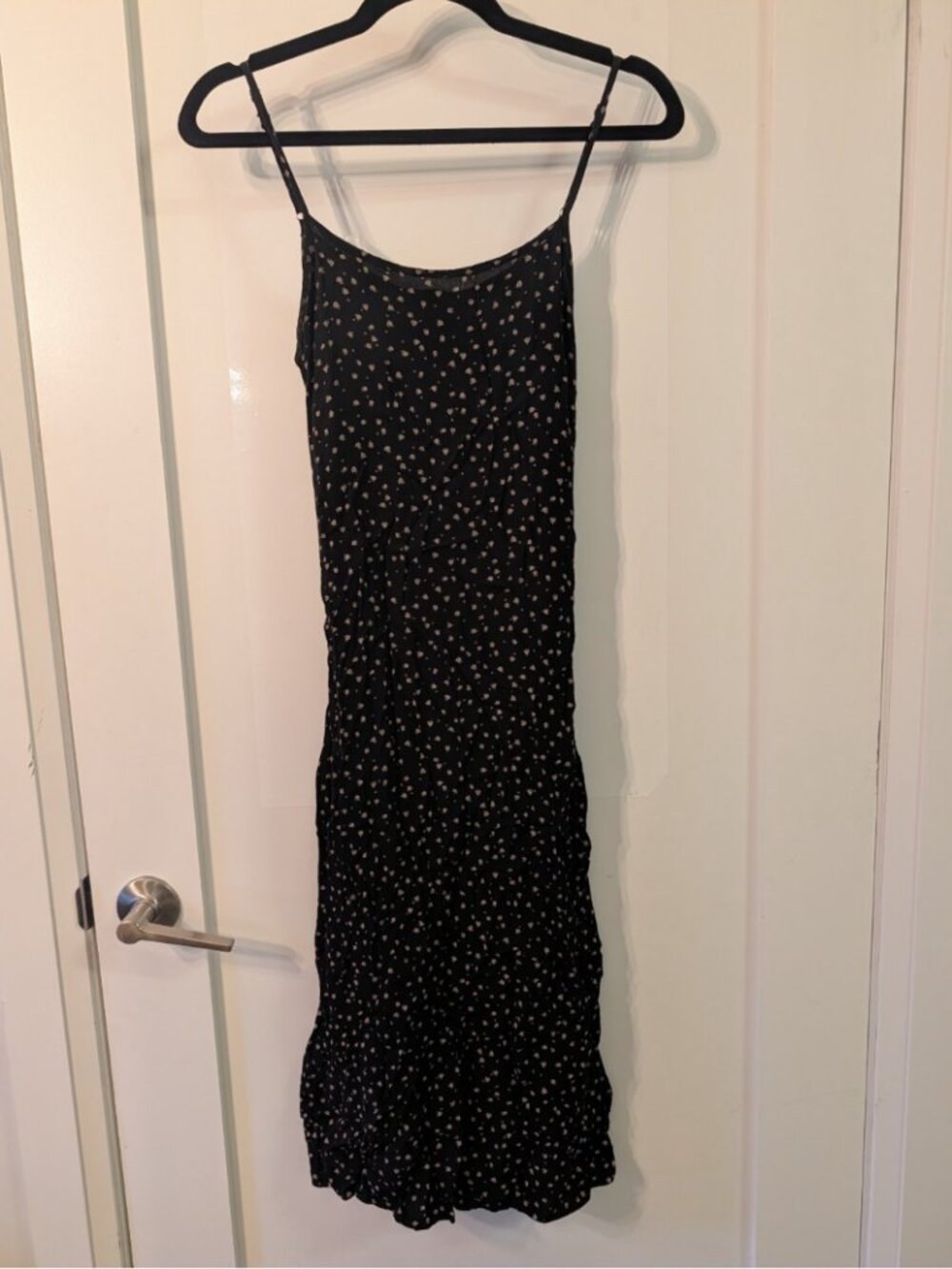 Brandy Melville Colleen Black Ditsy Floral Midi Slip Dress Tie Back One Size